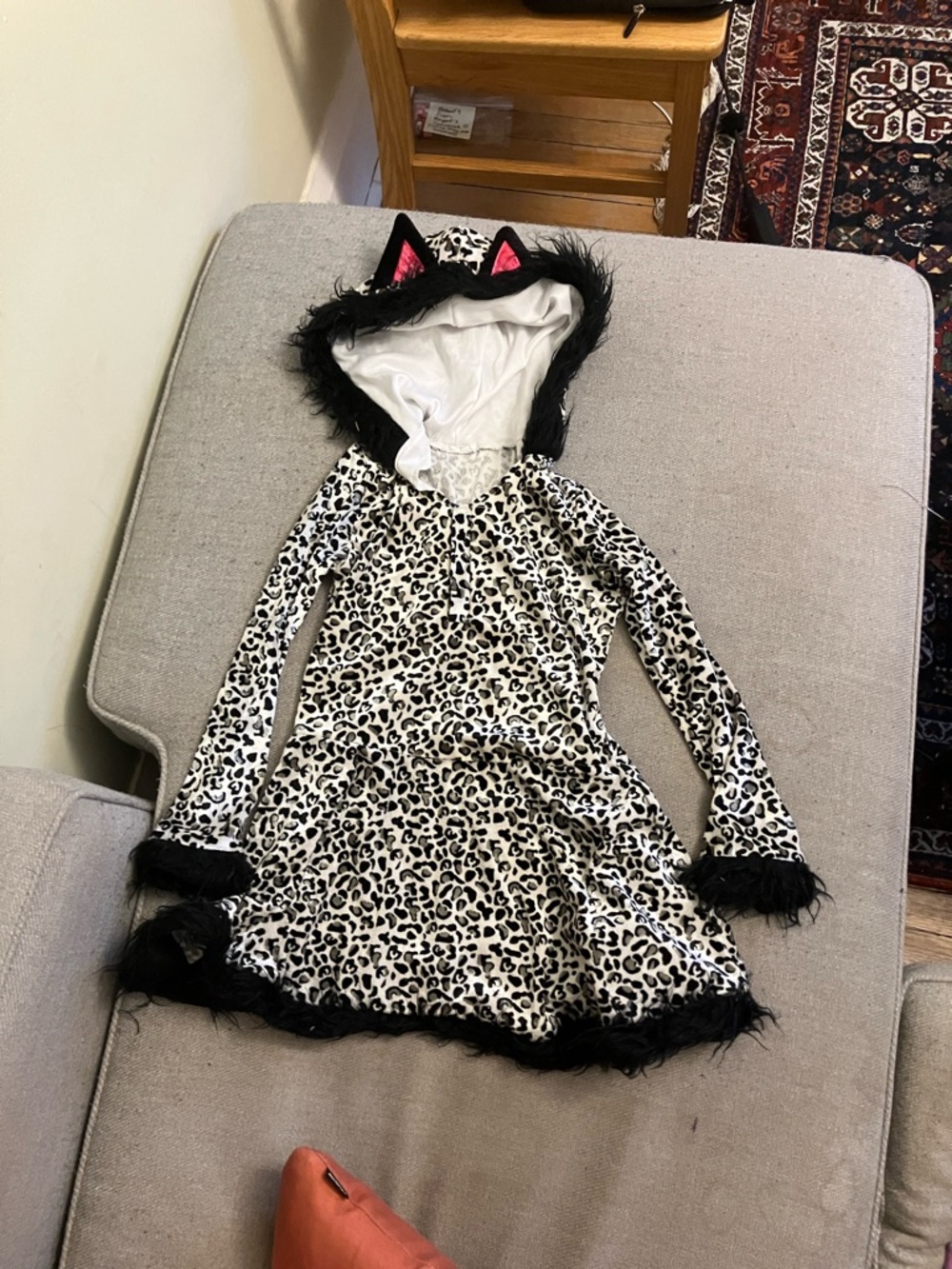 Kids leopard print dress with hood